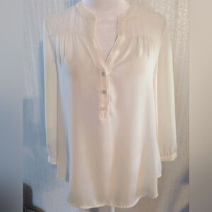 Ann Taylor Sheer Off-white Button Up Blouse XS